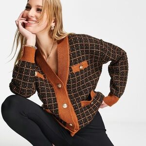 NWT ASOS Y.A.S Boucle Cardigan Camel Small